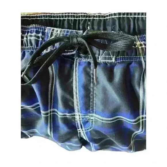 Men's 80's Plaid Drawstring Ocean Pacific Board Shorts Swim Trunks, size Medium - Picture 4 of 5